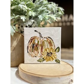 Orange Pumpkin & Sunflower 6x6 Gospel Art