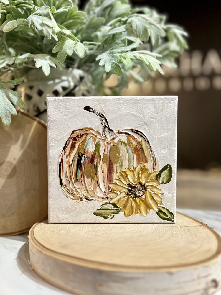 Orange Pumpkin & Sunflower 6x6 Gospel Art