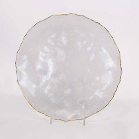 Textured Provence Glass Serving Platter with Gold Rim