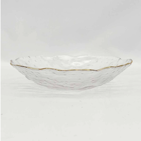 Textured Glass Serving Bowl 8" with Gold Rim
