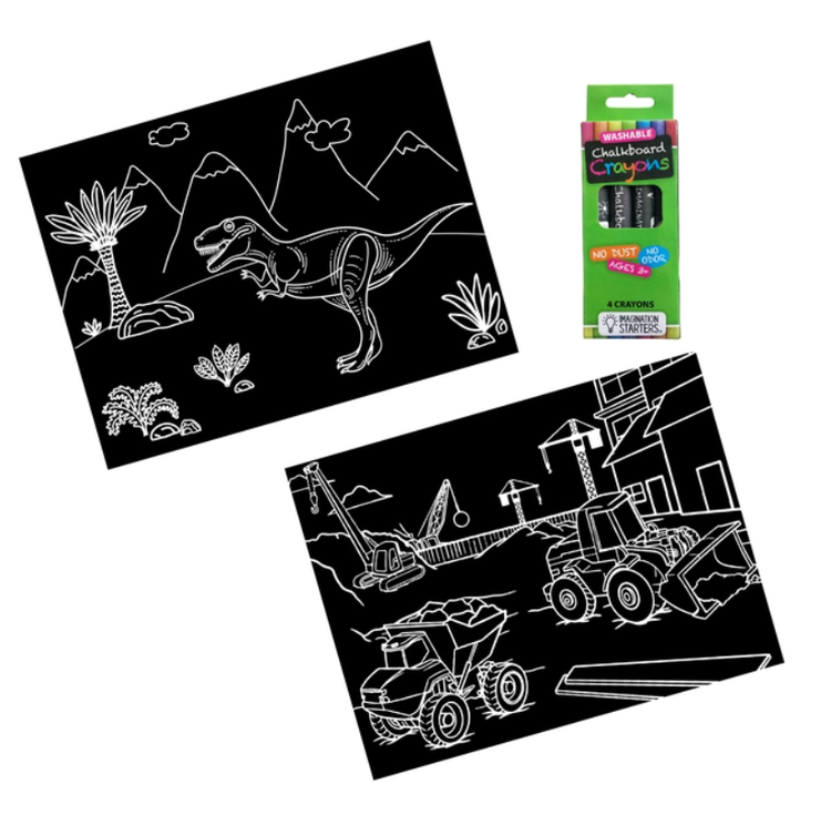 Chalkboard Dino/Construction Travel Mat