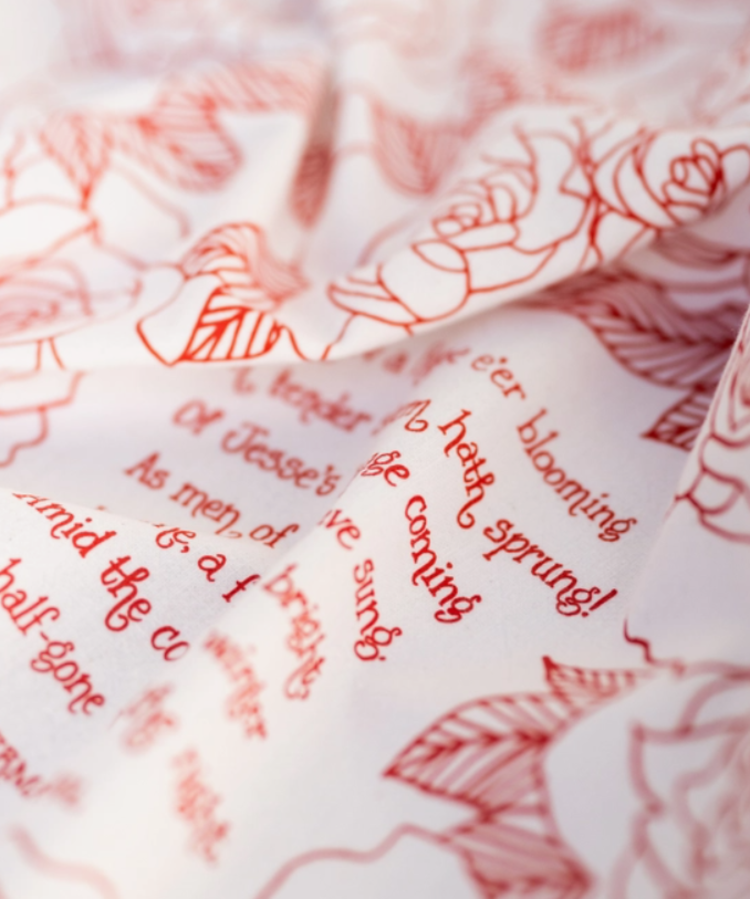 Christmas Hymn Tea Towel Lo, How a Rose Ere Blooming
