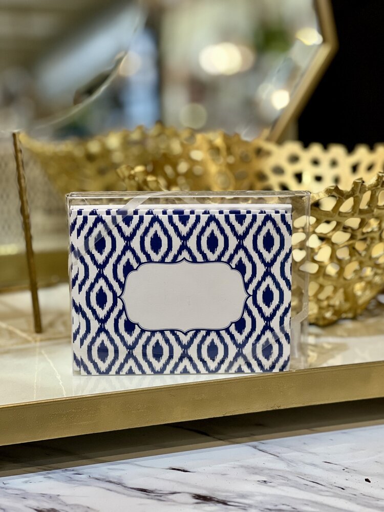 Navy Ikat Cards Set of 10