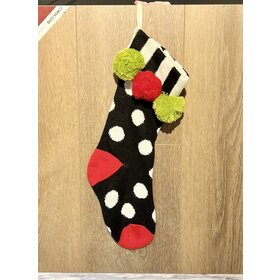 Black Dots Pom Pom Stocking