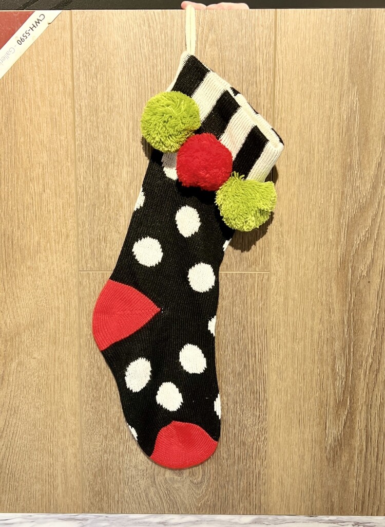 Black Dots Pom Pom Stocking
