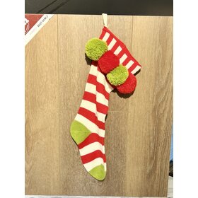 Red Stripe Pom Pom Stocking
