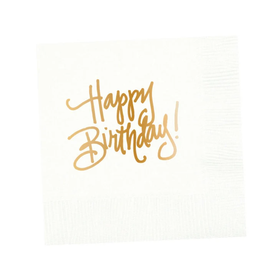 White Happy Birthday Napkins