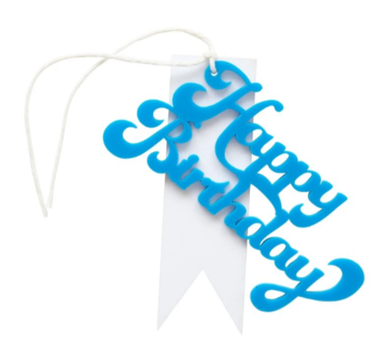 Blue Acrylic Birthday Gift Tag