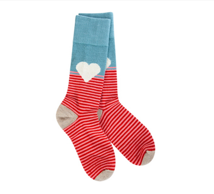 Multi Stripe Heart Crew Socks