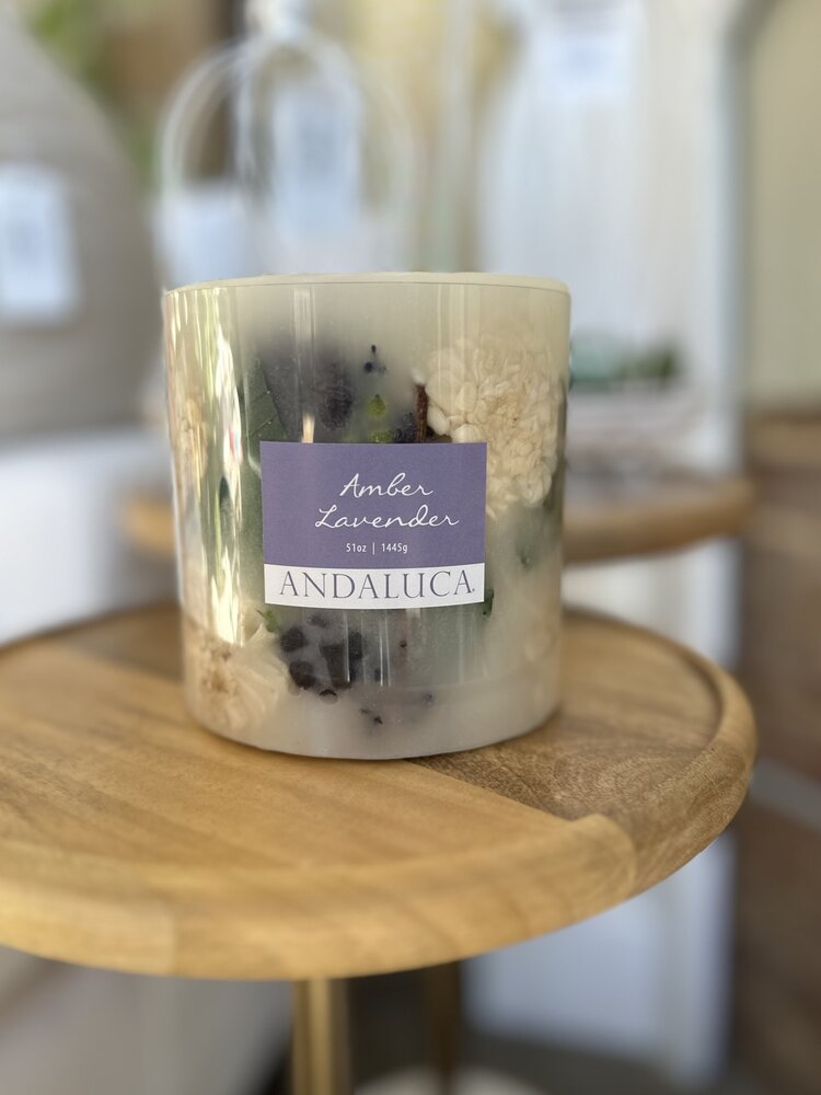 Amber Lavender Pillar Candle