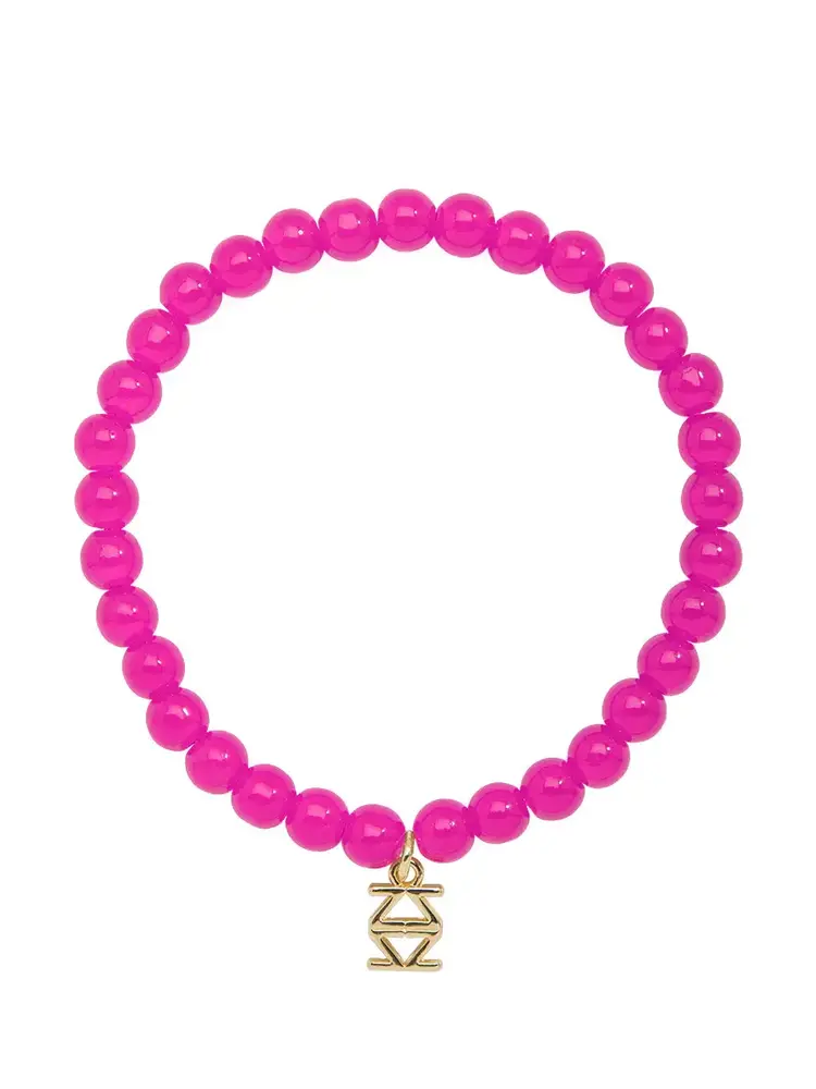 Glass Bead Bracelet Hot Pink