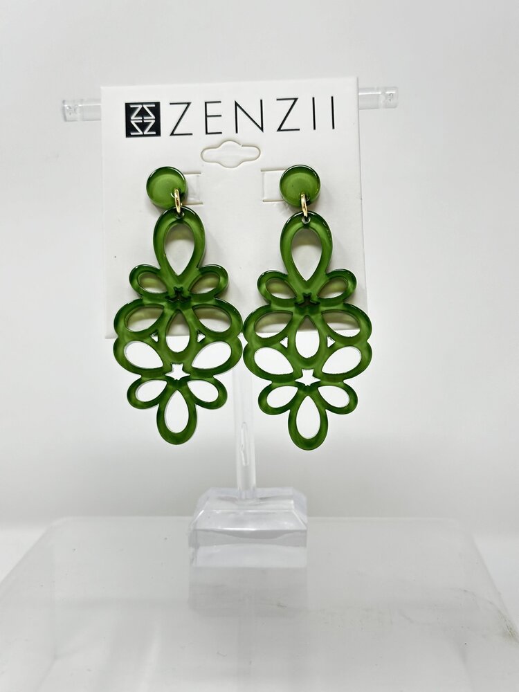 Blooming Flower Drop Earring Sage