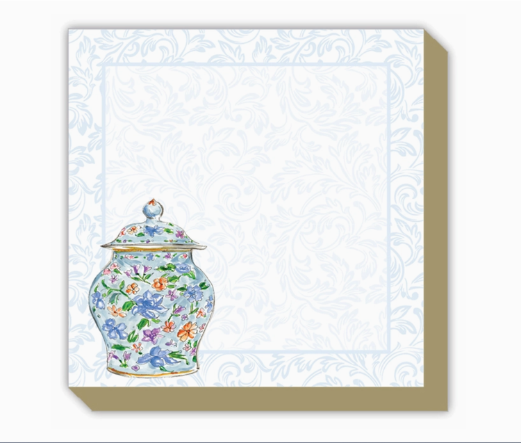 Blue Chinoiserie Urn Luxe Notepad