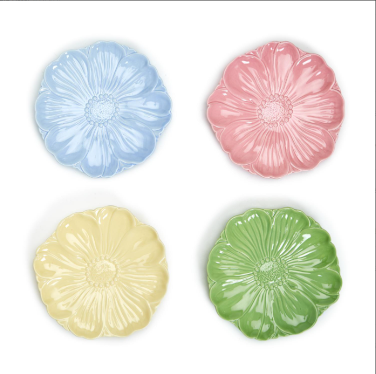 Flower Accent Plates Set of 4