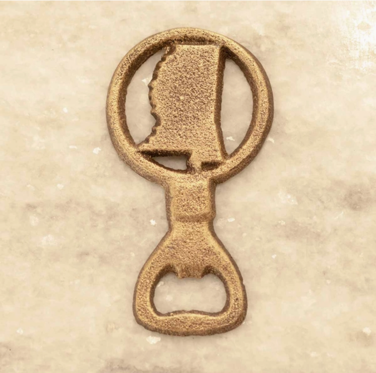 Mississippi Bottle Opener Antique Gold