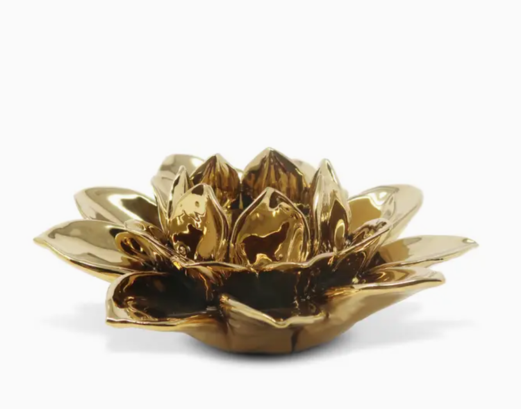 Gold Flower Shaped Tealight Holder
