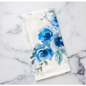 Blue Floral Watercolor Towel