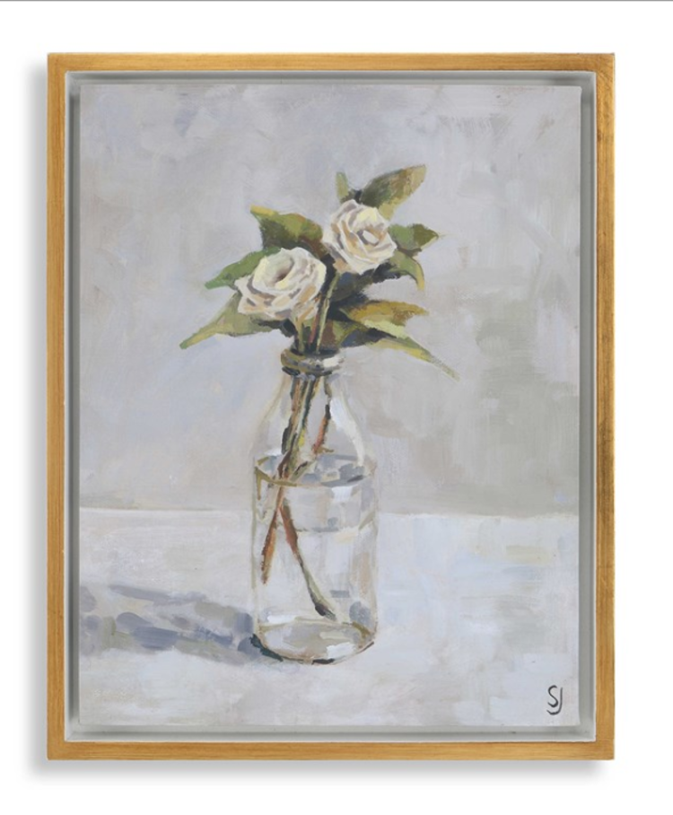 White Garden Rose Canvas