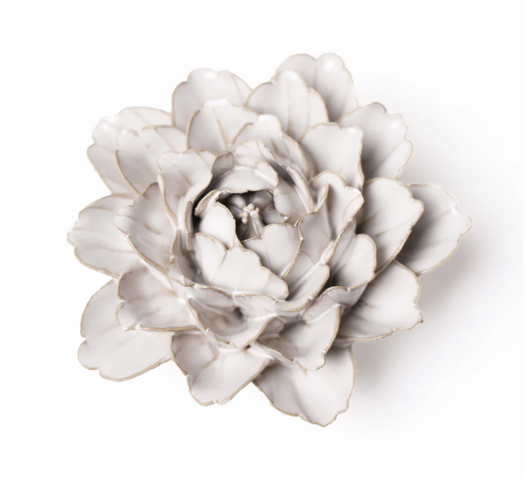 Zinnia Ceramic Flower Ivory