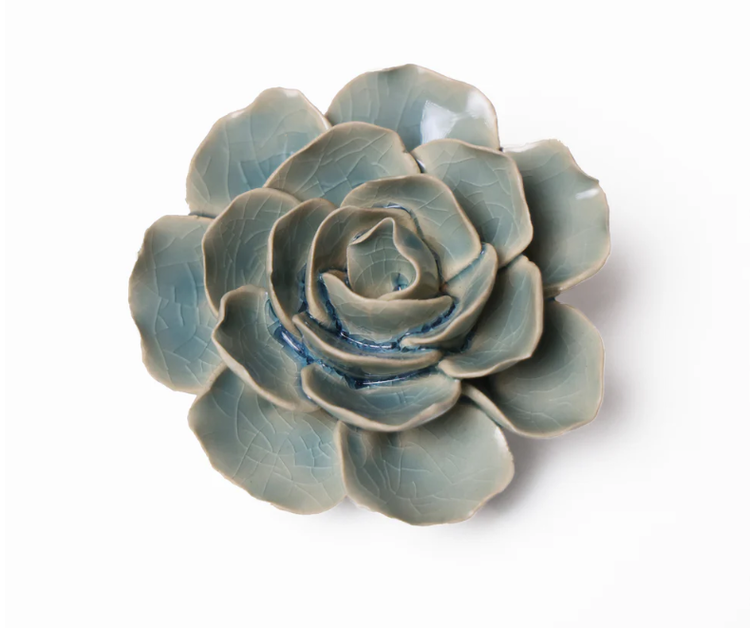 Teal Ranunculus Ceramic Flower