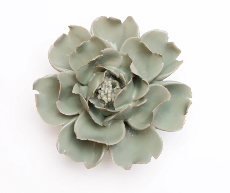 Green Rose Ceramic Flower