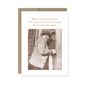 Shuts Door Funny Card