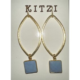 Gold Leaf Square Lt Blue Stone