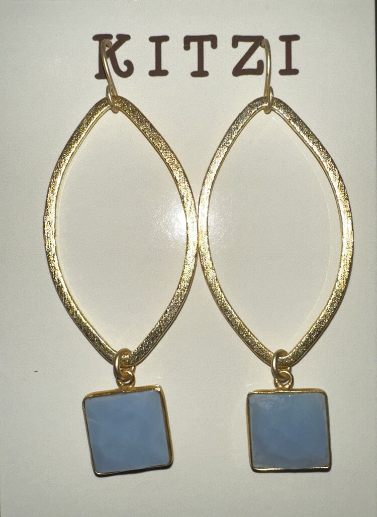 Gold Leaf Square Lt Blue Stone