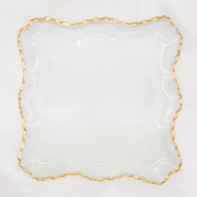 Glass/Gold Square Serving Tray