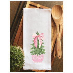 Pink Chinoiserie Christmas Tree Hand Towel