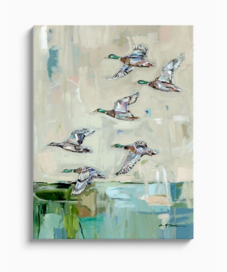 Mallards In Flight Canvas 18x24