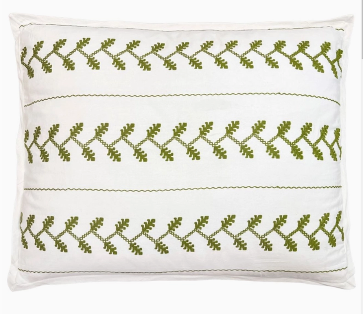 Amer Embroidered Green/White King Euro 34x28