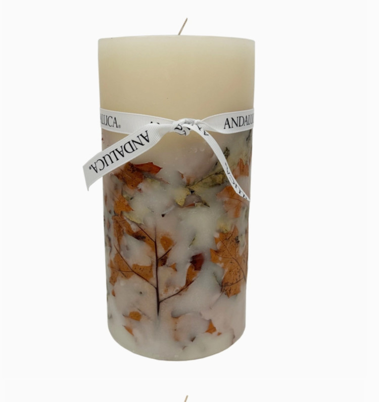 Harvest Leaf Botanical Pillar Candle