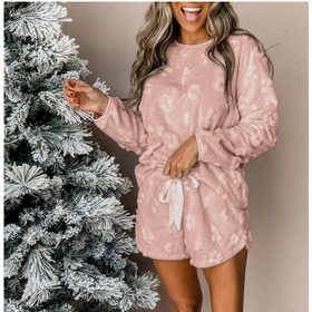 Leopard Fleece Xl Shorts and Top Set