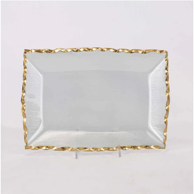 Glass/Gold Rectangle Serving Tray