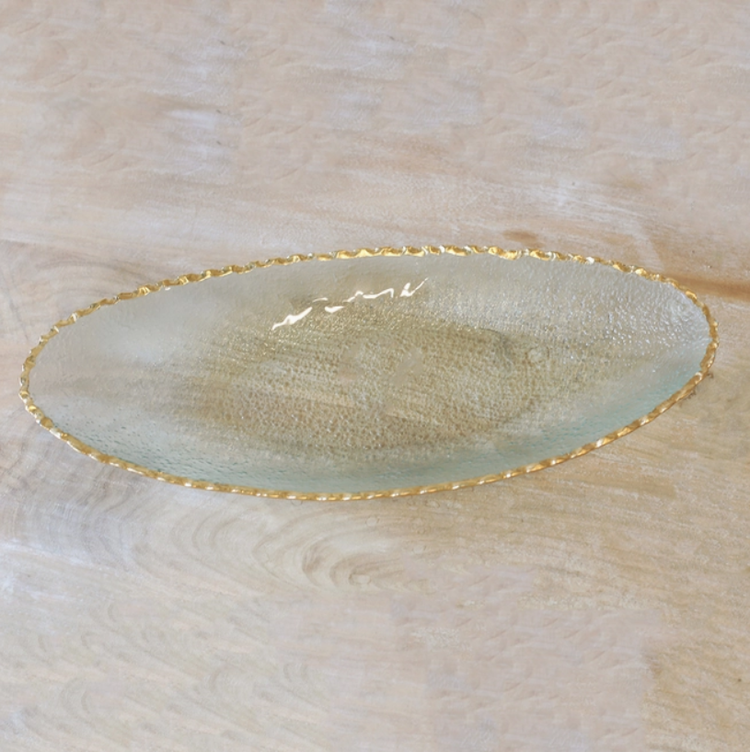 Glass/Gold Oval Platter