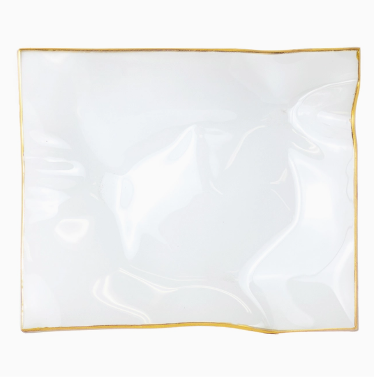 Ripple Platter Frosted Glass/Gold