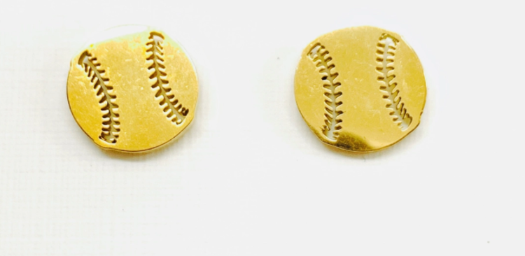 Baseball Gold Stud Earrings