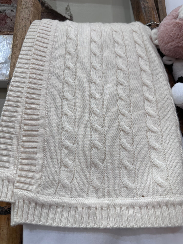 Cashmere Blend Cable Knit Baby Blanket