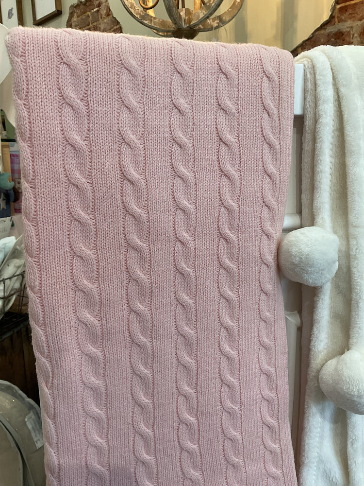 Cashmere Blend Cable Knit Baby Blanket