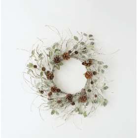 Birch Leaf and Pinecone Wreath 30”