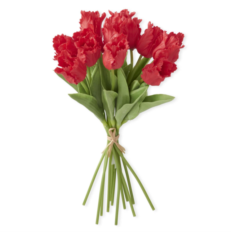 Real Touch Parrot Tulip Red Bundle 13"