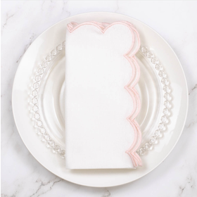 Scallop Napkin White/Pink