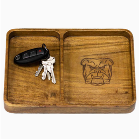 Bulldog Etched Wood Valet Tray Natural 10x7x1