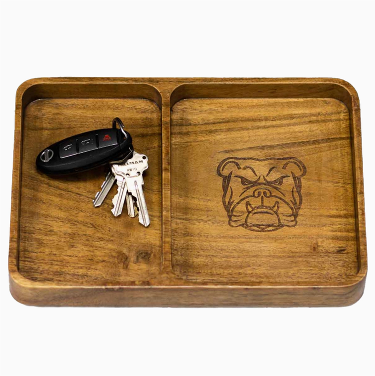 Bulldog Etched Wood Valet Tray Natural 10x7x1