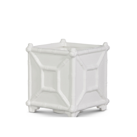 White Bamboo Planter 6"