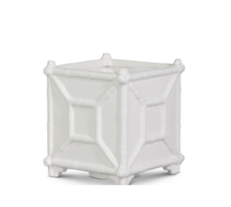 White Bamboo Planter 6"