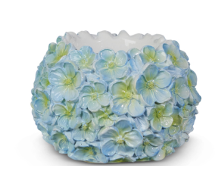 Blue Floral Candle Holder 4.5"