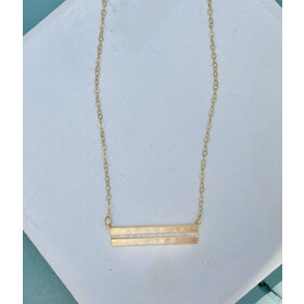 Gold Bar w/ Crystal Necklace #500