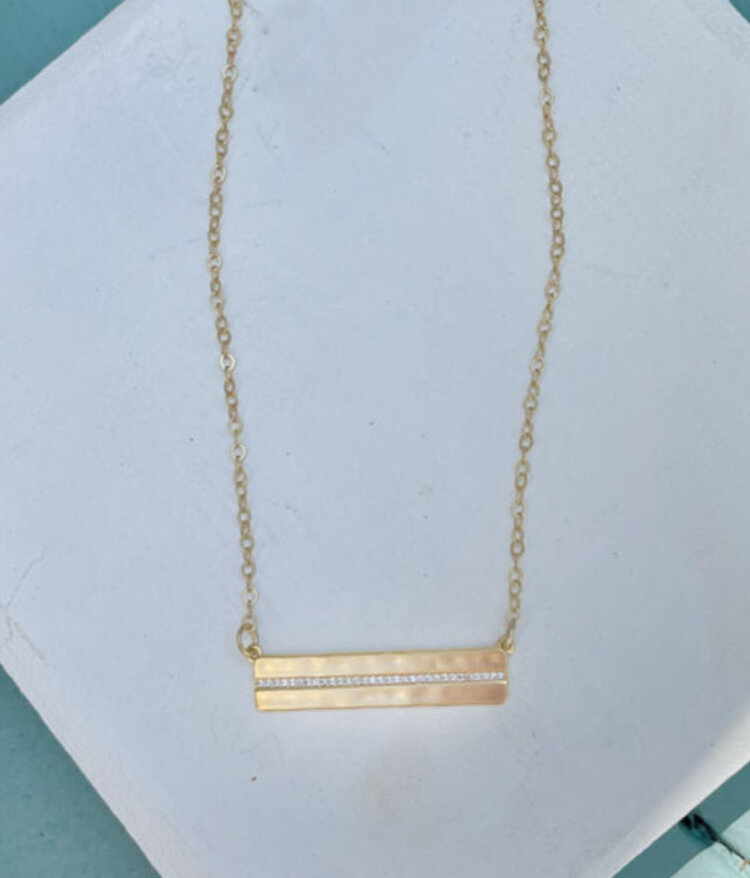 Gold Bar w/ Crystal Necklace #500